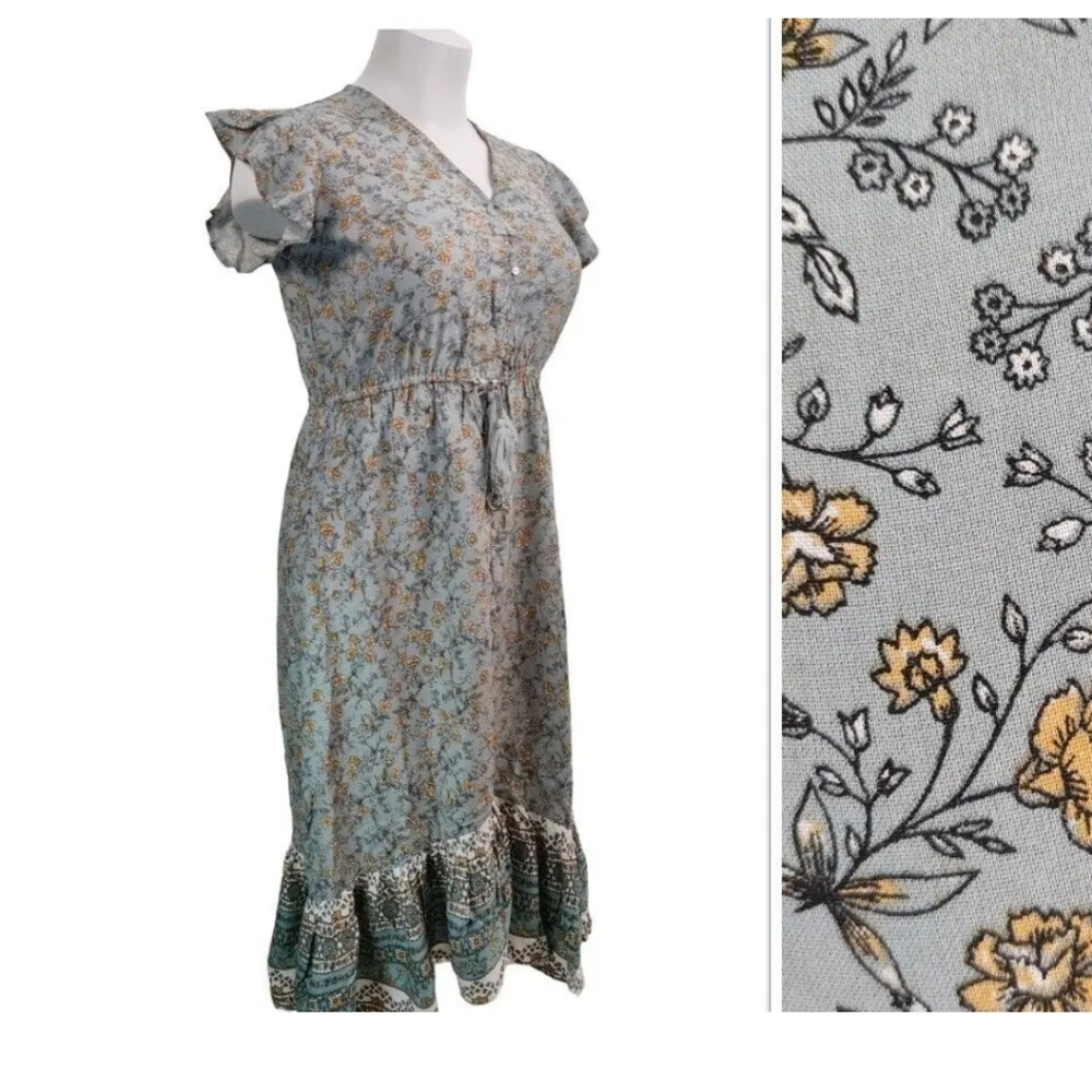 Beautiful boho floral dress with tassles